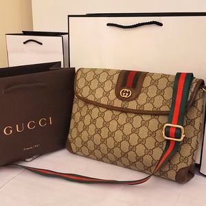 Gucci Brown and Tan Crossbody Bag with GG Monogram